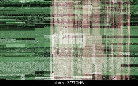Grünes Fernsehdisplay Monitor tv-Gerät Rauschen schlechtes Signal Stockfoto