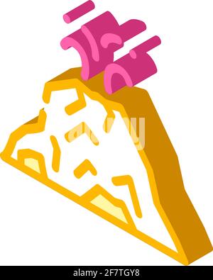 Isometrisches Symbol für Vektorgrafik des Vulkanausbruchs Stock Vektor