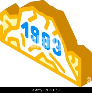 Datum der letzten isometrischen Symboldarstellung der Eruption Stock Vektor