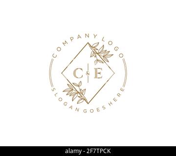 CE Buchstaben schöne florale feminine editierbare vorgefertigte Monoline Logo geeignet für Spa Salon Haut Haar Schönheit Boutique und Kosmetik Unternehmen. Stock Vektor