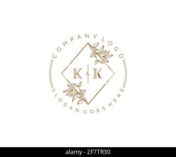 KK Buchstaben schöne florale feminine editierbare vorgefertigte Monoline Logo geeignet für Spa Salon Haut Haar Schönheit Boutique und Kosmetik Unternehmen. Stock Vektor