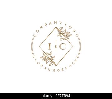 IC Buchstaben schöne floral feminin editierbar vorgefertigten Monoline Logo geeignet für Spa Salon Haut Haar Schönheit Boutique und Kosmetik Unternehmen. Stock Vektor