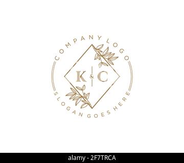 KC Buchstaben schöne florale feminine editierbare vorgefertigte Monoline Logo geeignet für Spa Salon Haut Haar Schönheit Boutique und Kosmetik Unternehmen. Stock Vektor
