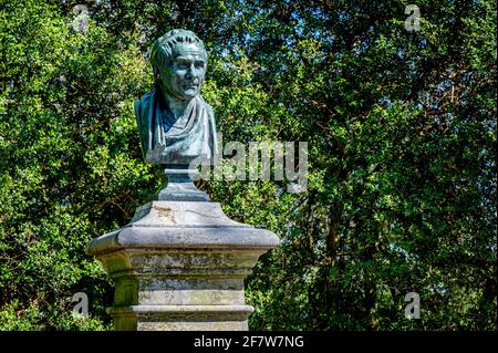 St. Peter's Island, Kanton Bern, Schweiz. Jean-Jacques Rousseau 1712 - 1778 . Genfer Philosoph, Schriftsteller und Komponist des 18. Jahrhunderts. Stockfoto