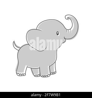 Baby Elefant. Kinder-Cartoon-Figur für Bücher und Thema-Design. Flacher Style. Stock Vektor