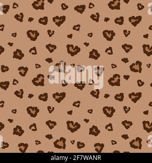 Vektor nahtloses Leopardenmuster aus herzförmigen Punkten. Niedliches Design für Stoff, Verpackung, Tapete zum Valentinstag Stockfoto