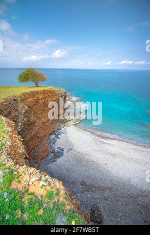 Blick auf das traditionelle griechische Dorf Milatos, Kreta, Griechenland. Stockfoto
