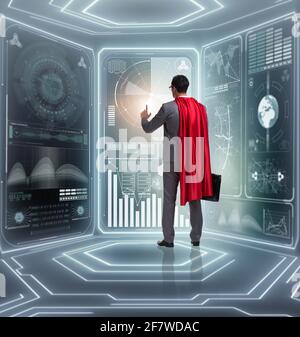 Der Superheld im Datenmanagement-Konzept Stockfoto