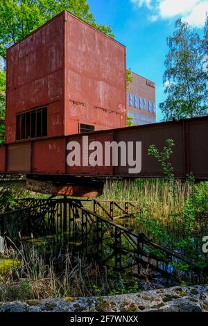 26.04.2020, Essen, Ruhrgebiet, Nordrhein-Westfalen, Deutschland - Feuchtbiotop in der Nähe des Ruhrmuseums auf dem Gelaende der ehemaligen Zeche im U Stockfoto