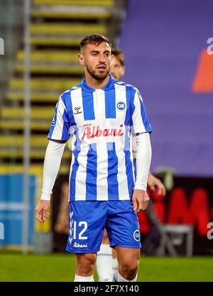 Odense, Dänemark. April 2021. Bashkim Kadrii (12) von ob beim 3F Superliga-Spiel zwischen Odense Boldklub und Vejle Boldklub im Nature Energy Park in Odense. (Foto: Gonzales Photo/Alamy Live News Stockfoto