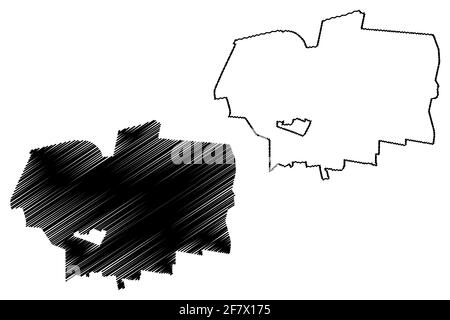 Fairfax City County, Commonwealth of Virginia (unabhängige Stadt, US-County, Vereinigte Staaten von Amerika, USA, USA, US) Kartenvektordarstellung, scribb Stock Vektor