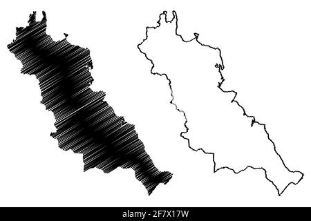 Essex County, Commonwealth of Virginia (US County, Vereinigte Staaten von Amerika, USA, USA, US) Kartenvektordarstellung, Scribble Skizze Essex Karte Stock Vektor