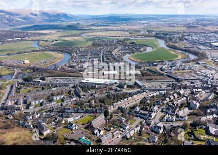 Luftaufnahme der Stadt Stirling in Schottland, Großbritannien Stockfoto