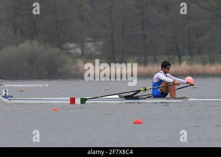 Varese, Varese, Italien, 10. April 2021, Gennaro Di Mauro (Italien), Männer-Einzel-Sculls während der Rudereuropameisterschaften 2021 , Canoying - Foto Danilo Vigo / LM Stockfoto