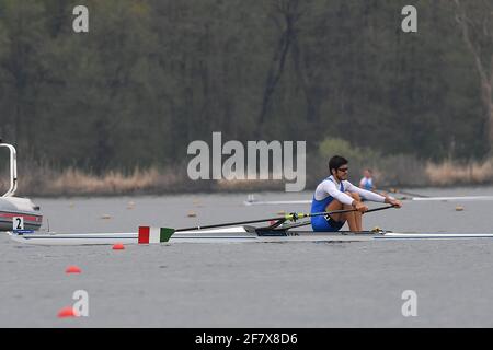 Varese, Varese, Italien, 10. April 2021, Gennaro Di Mauro (Italien), Männer-Einzel-Sculls während der Rudereuropameisterschaften 2021 , Canoying - Foto Danilo Vigo / LM Stockfoto