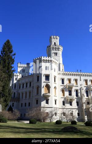 Fassade der Burg in Hluboka nad Vltavou Stadt in der Tschechischen republik Stockfoto