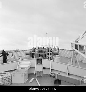 Beim zweiten Proof des Pool STAR (A 835), dem neuen Versorgungsschiff der Royal Navy, wird erneut geprüft, ob alles einwandfrei funktioniert und ob die vorgenommenen Änderungen nun auch allen Anforderungen entsprechen. Das vordere Deck des North Star. Stockfoto