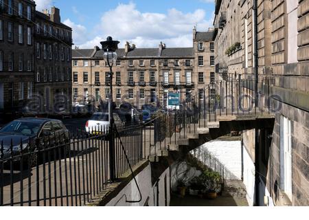 Nelson Street und Northumberland Street, gehobene Wohnungen, Edinburgh New Town Street, Edinburgh, Schottland Stockfoto