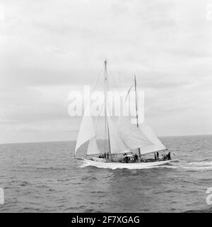 Das Segelschulschiff für anstehende Marineoffiziere am Royal Institute for the Marine (KIM): Hr. Urania (Y 8050) (H 31) (1938-2004). Ein ausführlicher Reisebericht kann auf Seite 52 in der Jaarboek Koninklijke Marine 1964 unter der Überschrift praktische Zeit gelesen werden. Stockfoto