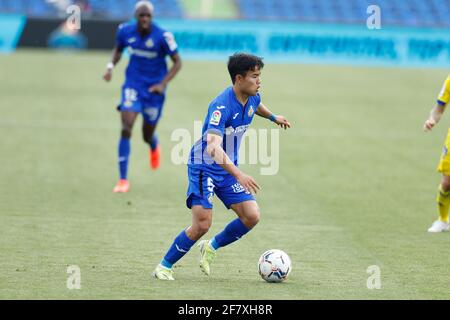 Takefusa Kubo (Getafe), 10. APRIL 2021 - Fußball / Fußball : Spanisches 'La Liga Santander' Spiel zwischen Getafe CF - Cadiz CF im Coliseum Alfonso Perez in Getafe, Spanien. (Foto von Mutsu Kawamori/AFLO) Stockfoto