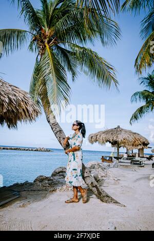 Mambo Beach auf der karibischen Insel Curacao, schöner weißer Strand Curacao Karibik Stockfoto