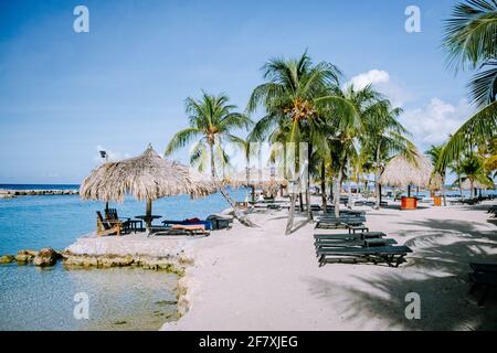 Mambo Beach auf der karibischen Insel Curacao, schöner weißer Strand Curacao Karibik Stockfoto