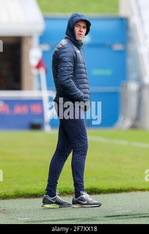 NORTHAMPTON, GROSSBRITANNIEN. 10. APRIL: Bristol Rovers-Manager Joey Barton während der ersten Hälfte des Spiels der Sky Bet League 1 zwischen Northampton Town und Bristol Rovers im PTS Academy Stadium, Northampton ON . (Kredit: John Cripps, Mi News) Kredit: MI Nachrichten & Sport /Alamy Live Nachrichten Stockfoto