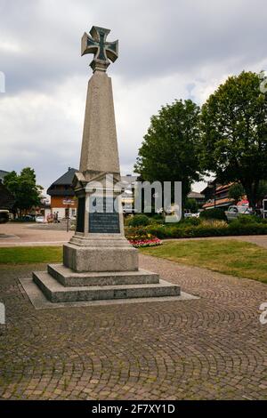 Schluchsee, Baden-Württemberg, Deutschland - Juli 28 2020 : Kriegerdenkmal in der Innenstadt zu Ehren von Kaiser Wilhelm I. (Kaiser Wilhelm) und seinen Armeen Stockfoto