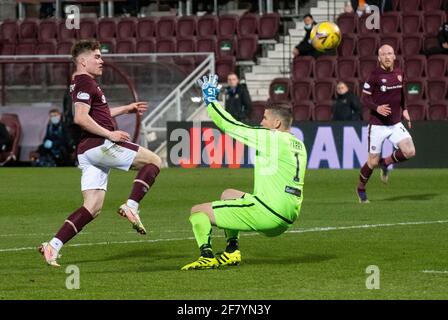 Scottish Championship - Heart of Midlothian / Alloa Athletic. Tynecastle Park, Edinburgh, Midlothian, Großbritannien. 23/01/2021 Hearts spielen Gastgeber zu Alloa Athlet Stockfoto