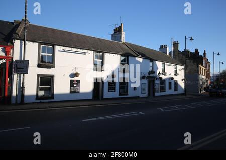 Schottland, Ayrshire, Prestwick, 09. April 2021 . Das Red Lion Inn, in dem der Open Golf Competition angeprangert wurde Stockfoto