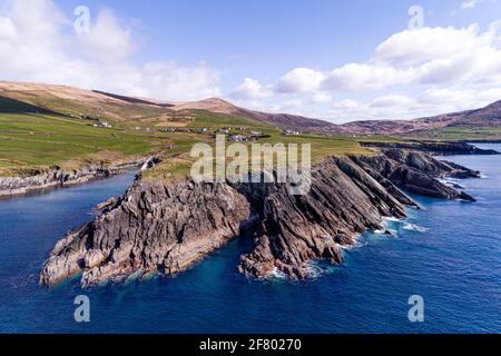 Küste das hübsche Glen und Ballinskelligs, County Kerry, Irland Stockfoto