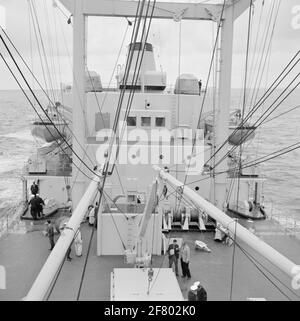 Beim zweiten Proof des Pool STAR (A 835), dem neuen Versorgungsschiff der Royal Navy, wird erneut geprüft, ob alles einwandfrei funktioniert und ob die vorgenommenen Änderungen nun auch allen Anforderungen entsprechen. Die Rückenstruktur des Pool-Sterns. Stockfoto