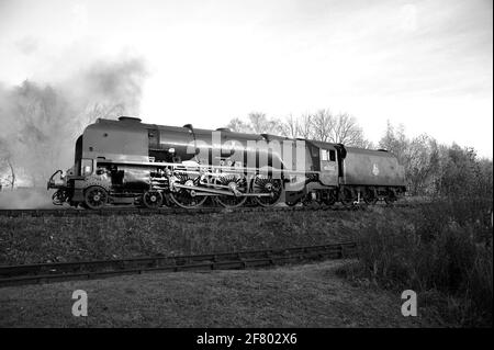 'Duchess of Sutherland' auf dem Schuppen in Butterley. Stockfoto