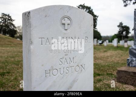 Grabstein für Talahina Rogers (1799-1839), Cherokee-Ehefrau von General Sam Houston, auf dem Fort Gibson National Cemetery in Fort Gibson, Oklahoma. (USA) Stockfoto