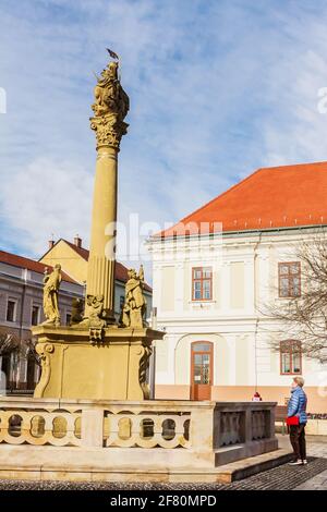 Säule der Heiligen Dreifaltigkeit auf dem Fo ter Platz in Keszthely, Ungarn, Europa Stockfoto