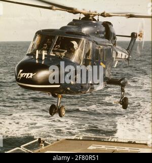 Ein Westland SH-14D (Navy) Lynx Unterboot-Steuerhubschrauber der Royal Navy. Stockfoto