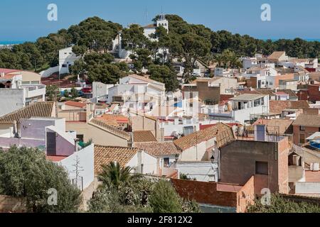 Luftaufnahme der Stadt El Puig in der Provinz Valencia, Comunitat Valenciana, Spanien, Europa Stockfoto