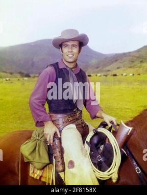 PERNELL ROBERTS (1928-2010) amerikanischer Bühnen- und Filmschauspieler um 1960 In der Rolle von Adam Cartwright in der TV Western Bonanza Stockfoto