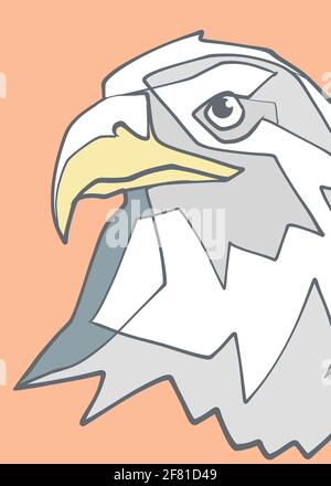Handgezeichnete Illustration oder Zeichnung eines Adlerkopfes Stockfoto