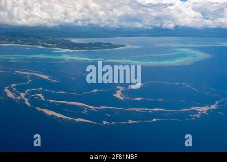 Vulkanische Aktivität im Südpazifik nahe Tonga im August 2006 brachte enorme Bimssteinflöße aus leichtem, schaumischem vulkanischem Gestein, Bimsstein. Einige waren es Stockfoto