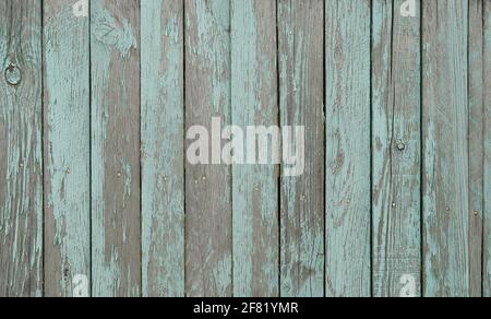 Alte hellblau lackierte Holzstruktur mit Planken Stockfoto