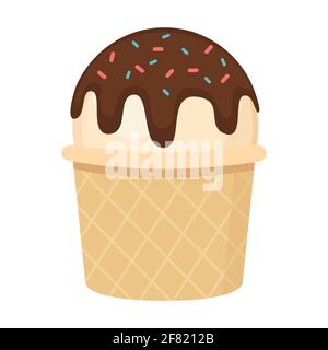 Eiscreme-Ball in einem Waffelbecher.isolierte Vektorbilder Stock Vektor