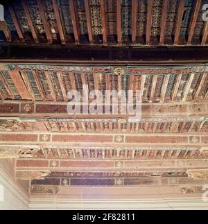 TECHUMBRE DEL SALON DEL TANTO MONTA - SIGLO XV. Lage: CATEDRAL. HUESCA. SPANIEN. Stockfoto