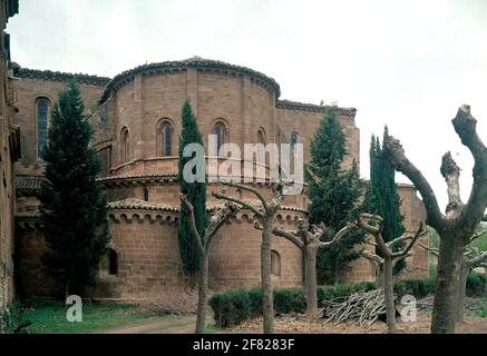 ABSIDES DE LA IGLESIA DEL MONASTERIO DE VERUELA - SIGLO XII - ROMANICO ARAGONES. ORT: MONASTERIO DE SANTA MARIA DE VERUELA. VERA DE MONCAYO. Saragossa Zaragoza. SPANIEN. Stockfoto