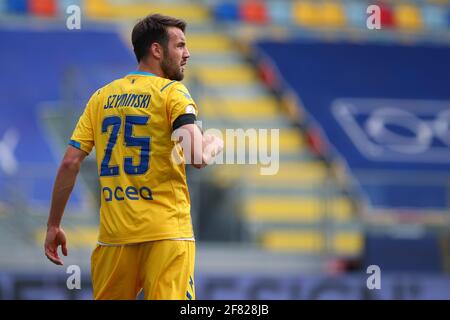 Przemyslaw Szyminski von Frosinone reagiert während der italienischen Meisterschaft, BKT Lega Serie B Fußballspiel zwischen Frosinone Calcio und ALS Cittadella am 10. April 2021 im Benito Stirpe Stadion in Frosinone, Italien - Foto Federico Proietti / DPPI Stockfoto