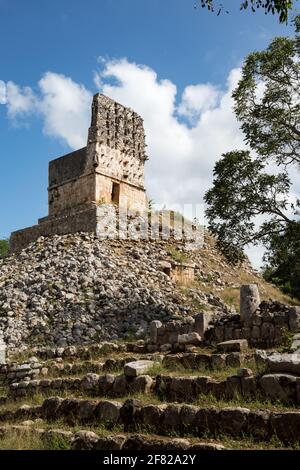 El mirador, Ruinen des alten maya-Weltraumobservatoriums in Labna, Yucatan, Mexiko Stockfoto