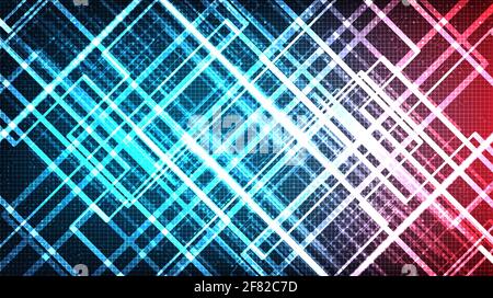 Neon Line Technologie Hintergrund, Neon Digital und Sicherheit Konzept Design, Freier Platz für Text in Put, Vektor-Illustration. Stock Vektor