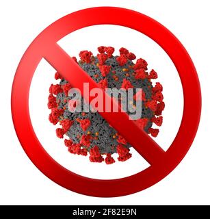 Signal, dass kein Zugriff auf den Covid-19-Virus möglich ist. Isoliert auf weißem Hintergrund Stockfoto