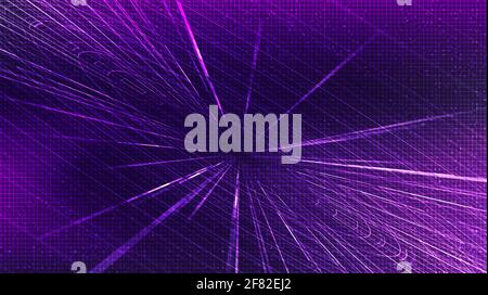 Ultra Violet Hyperspace Geschwindigkeit Bewegung auf Future Technology Hintergrund, Warp und expandierende Bewegung Konzept, Vektor-Illustration. Stock Vektor