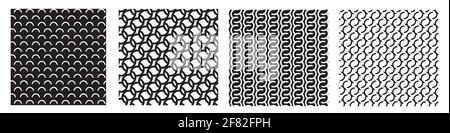 Geometrie weiß schwarz einfaches nahtloses Muster. Design-Elemente mit Halbkreis-Bogen. Vektorgrafik für Stoff, Geschenkpapier, Umschlag, Stoff. Stock Vektor